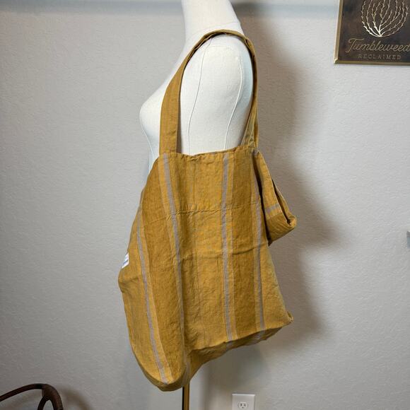 Women's Linen Tales Amber Striped 100% Linen Big Bag Tote Carryall NEW - Picture 11 of 11